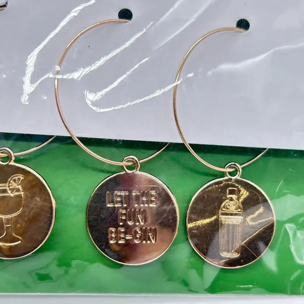 TANQUERAY Gold Tone Cocktail Charms Drink Glassware Wine Glass‎ Accessory Gift